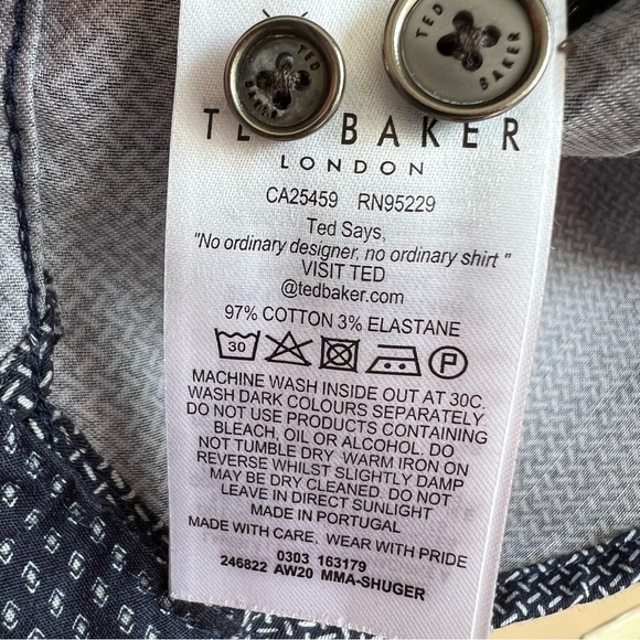 TED BAKER LONDON men’s Shuger Slim Fit Stretch Button-Up Shirt size 6 or XL - Picture 6 of 9